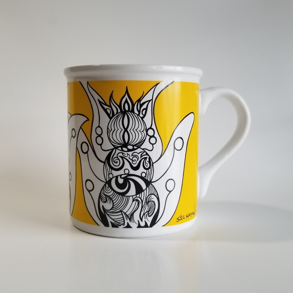 Sic Kay The Other Mugs Yellow Graphic Flower Lotus Tulip Tattoo Boho Modern Art